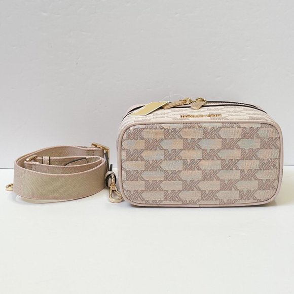 Michael Kors Jet Set Item Zip Trunk Crossbody Shoulder MK Strap MK Pink Multi - Picture 4 of 9